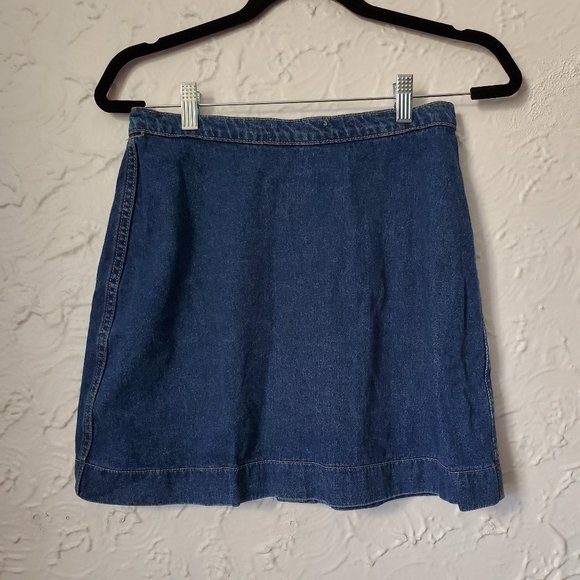 American Apparel Denim Button Front A-Line Skirt - Picture 2 of 3